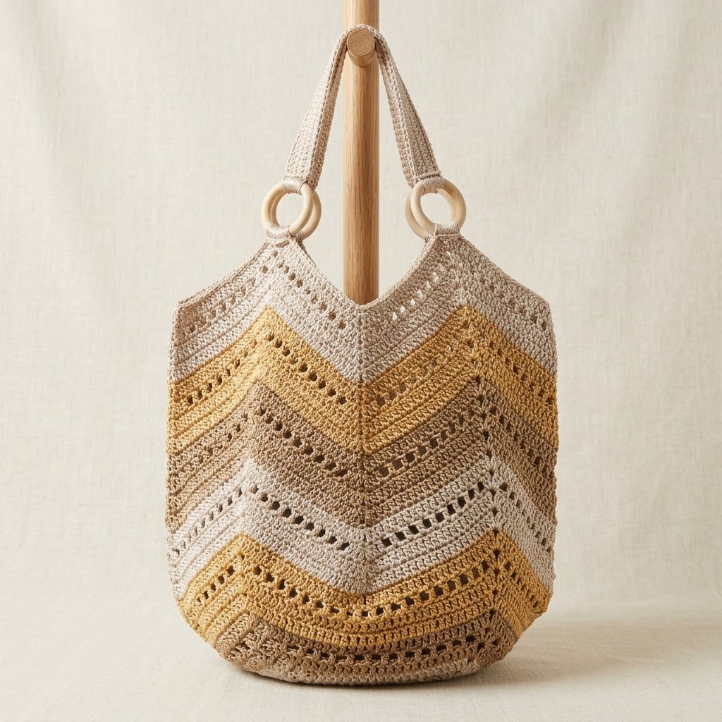 ღია ყავისფერ ტონებში აჟურული ზღვის ჩანთა